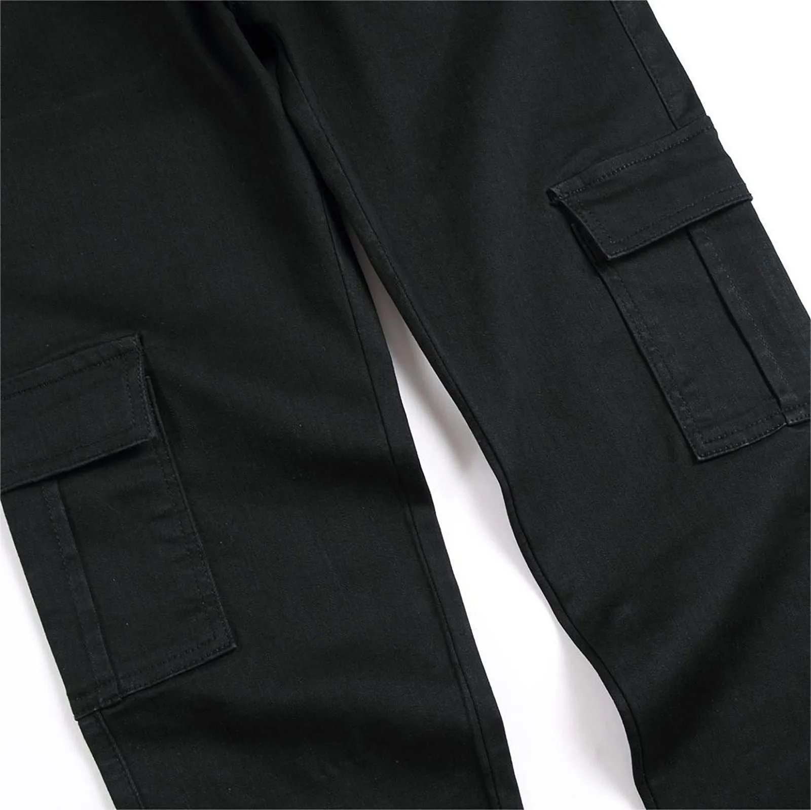 Male Men'S Jeans Comfort Stretch Denim Straight Leg Relaxed Pocket Solid Jeans Men Baggy Harem Jean Trousers