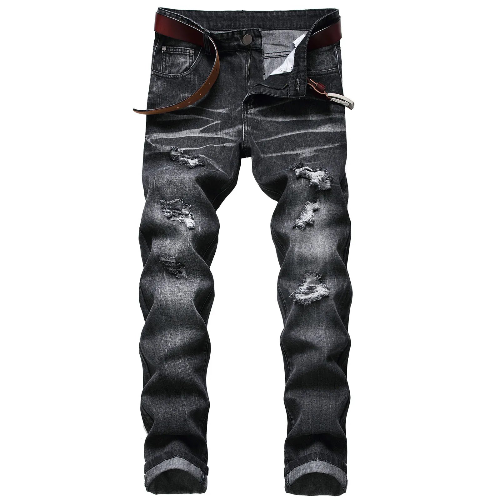 Vintage Straight Baggy Denim Pants Mens Fashion Casual Ripped Pocket Jeans And Pants Men'S Casual High Quality Pants