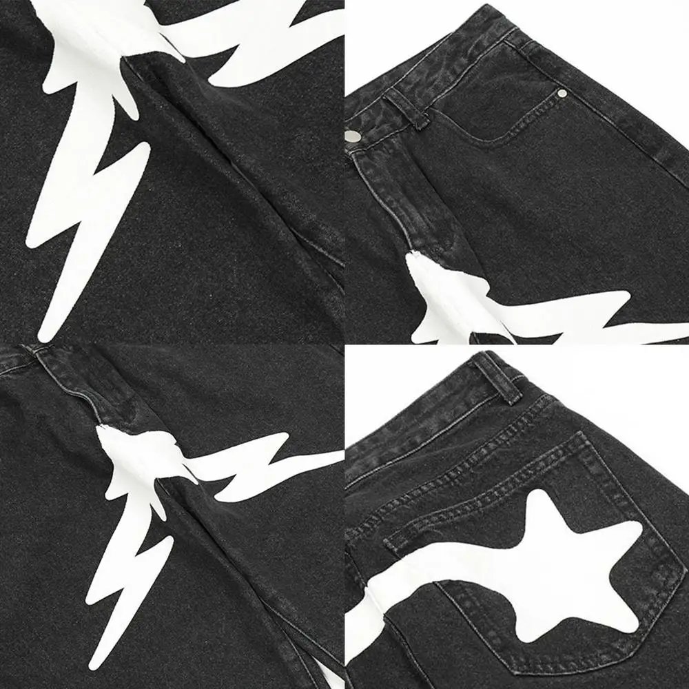 Men's Hip Hop Jeans Cargo Jeans Men Casual Clothes Stylish Baggy Jeans For Street Dance School Vacation And Party