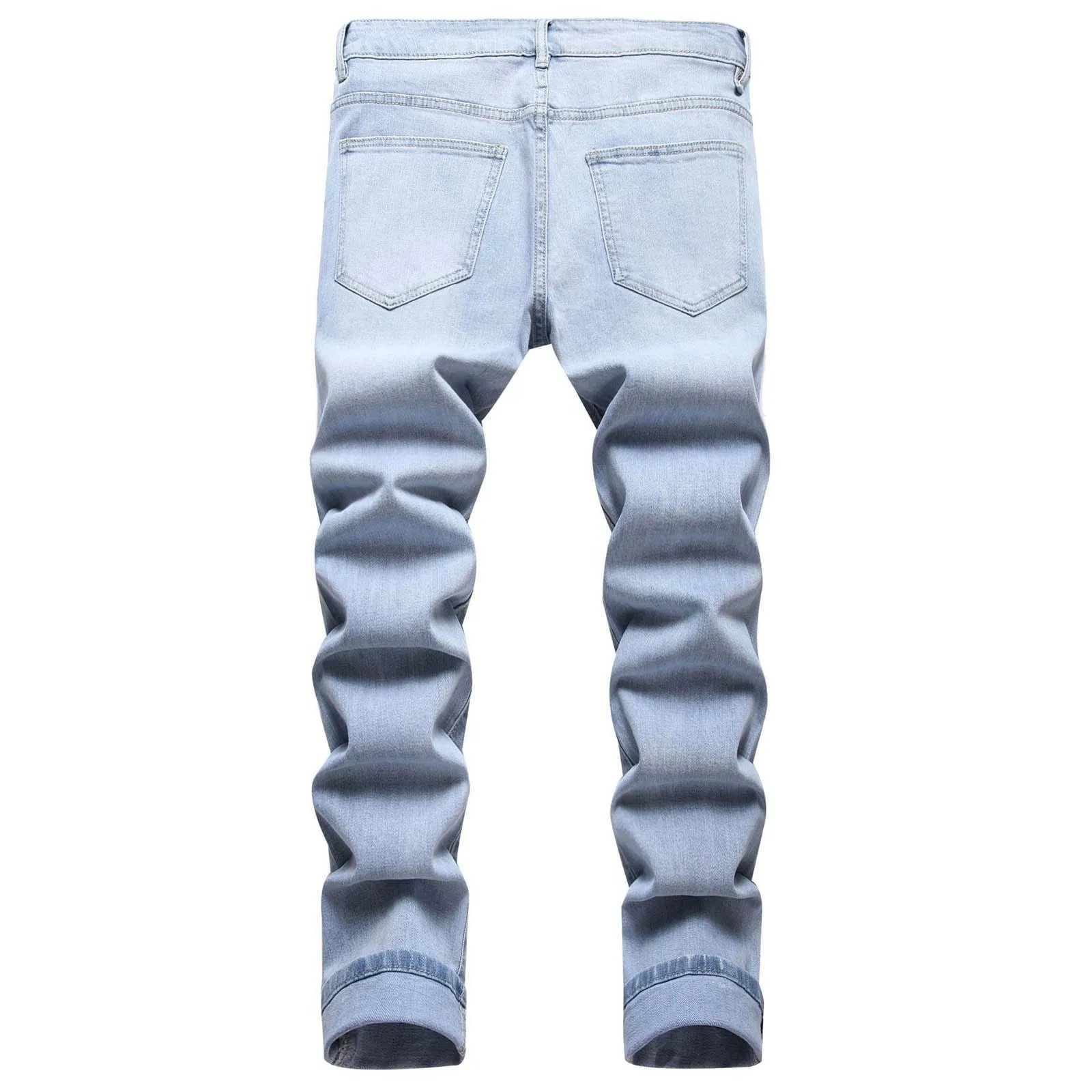 Men'S Ripped Stretch Denim Trousers Personality Hot Diamond Fashion Slim Fit Jeans Men Baggy Harem Jean Trousers