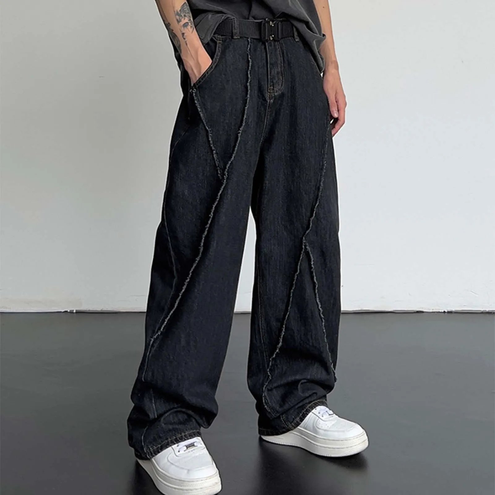 Unisex Y2K High Waist Loose Jeans Korean Fashion Wide Leg Pants Oversized Denim Trouser Hip Hop Harajuku Straight Baggy Jeans