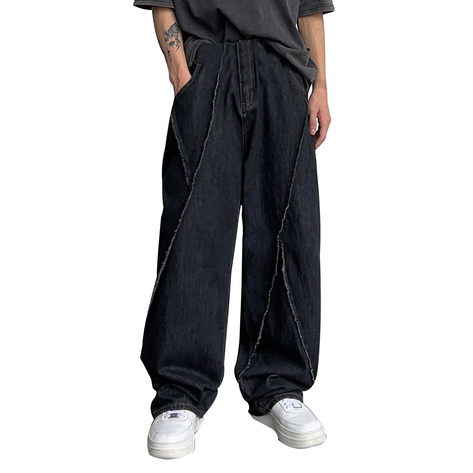 Unisex Y2K High Waist Loose Jeans Korean Fashion Wide Leg Pants Oversized Denim Trouser Hip Hop Harajuku Straight Baggy Jeans