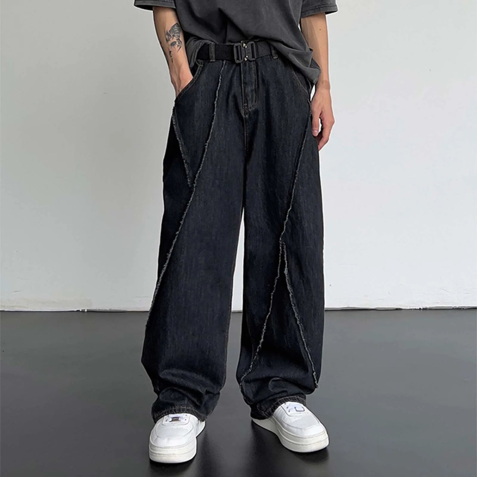 Unisex Y2K High Waist Loose Jeans Korean Fashion Wide Leg Pants Oversized Denim Trouser Hip Hop Harajuku Straight Baggy Jeans