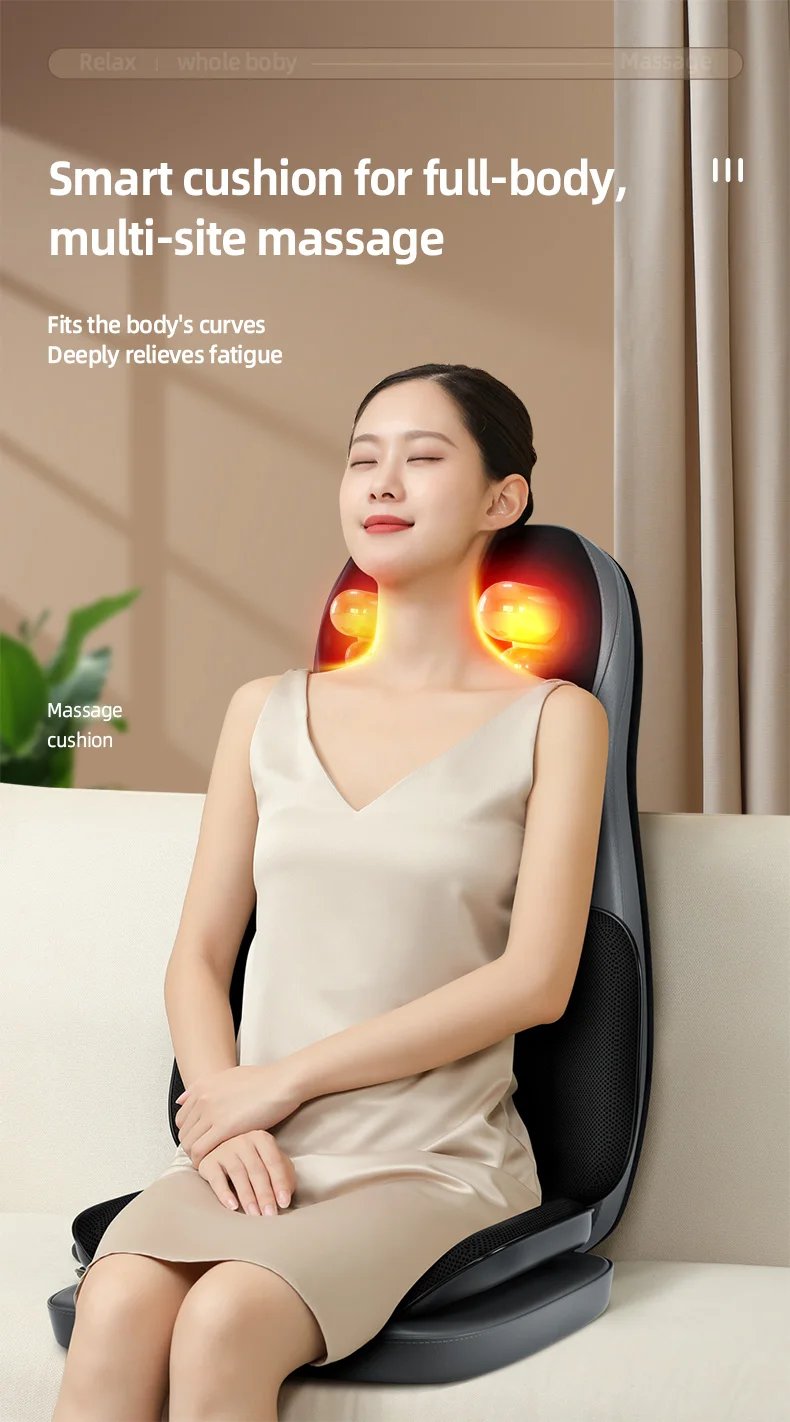 Home/Car Back Pain Relief Kneading Vibration Massage Seat Cushion Shiatsu Neck and Back Massager Full Body Massage Chair Cushion