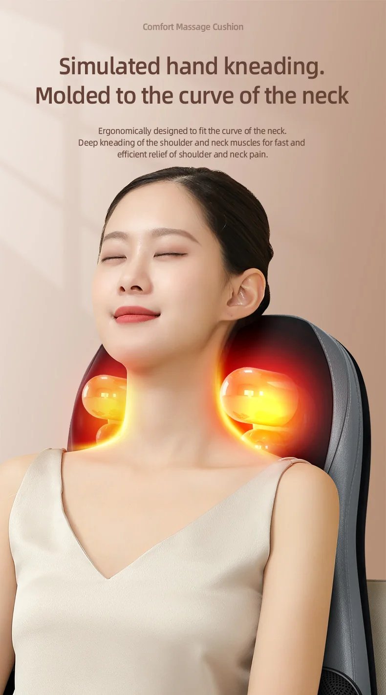 Home/Car Back Pain Relief Kneading Vibration Massage Seat Cushion Shiatsu Neck and Back Massager Full Body Massage Chair Cushion