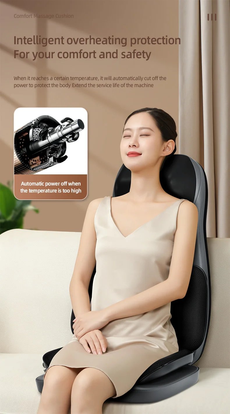 Home/Car Back Pain Relief Kneading Vibration Massage Seat Cushion Shiatsu Neck and Back Massager Full Body Massage Chair Cushion