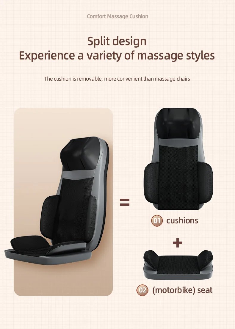 Home/Car Back Pain Relief Kneading Vibration Massage Seat Cushion Shiatsu Neck and Back Massager Full Body Massage Chair Cushion