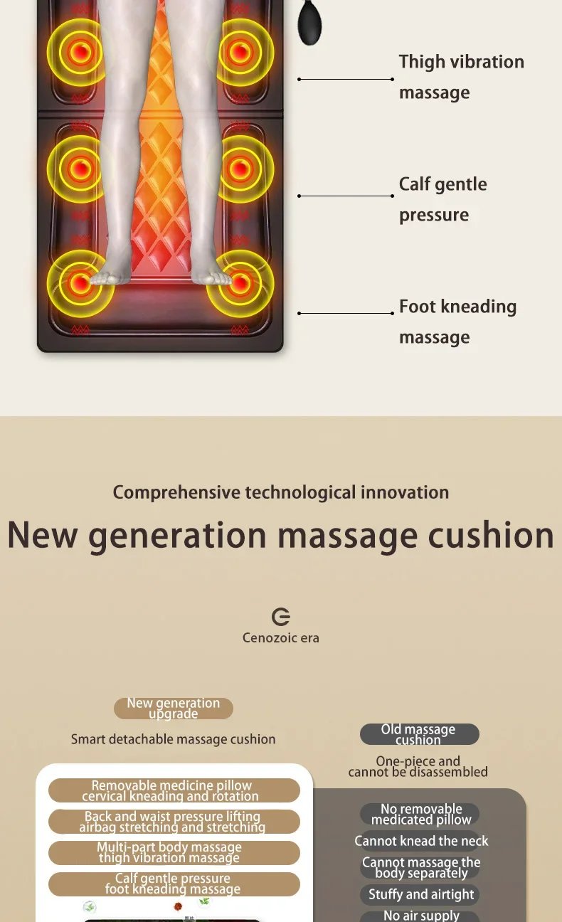 Multifunctional Massage Mattress Full Body Electric Shoulder Neck Waist Back Kneading vibrations Massage Cushion With Heat