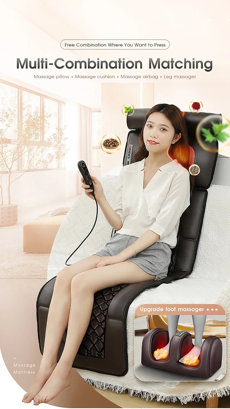 Cansonz Electric Massage Mattress Vibration Heating Massage Cushion Full Body Pain Relief Body Relaxation Full Body Massager