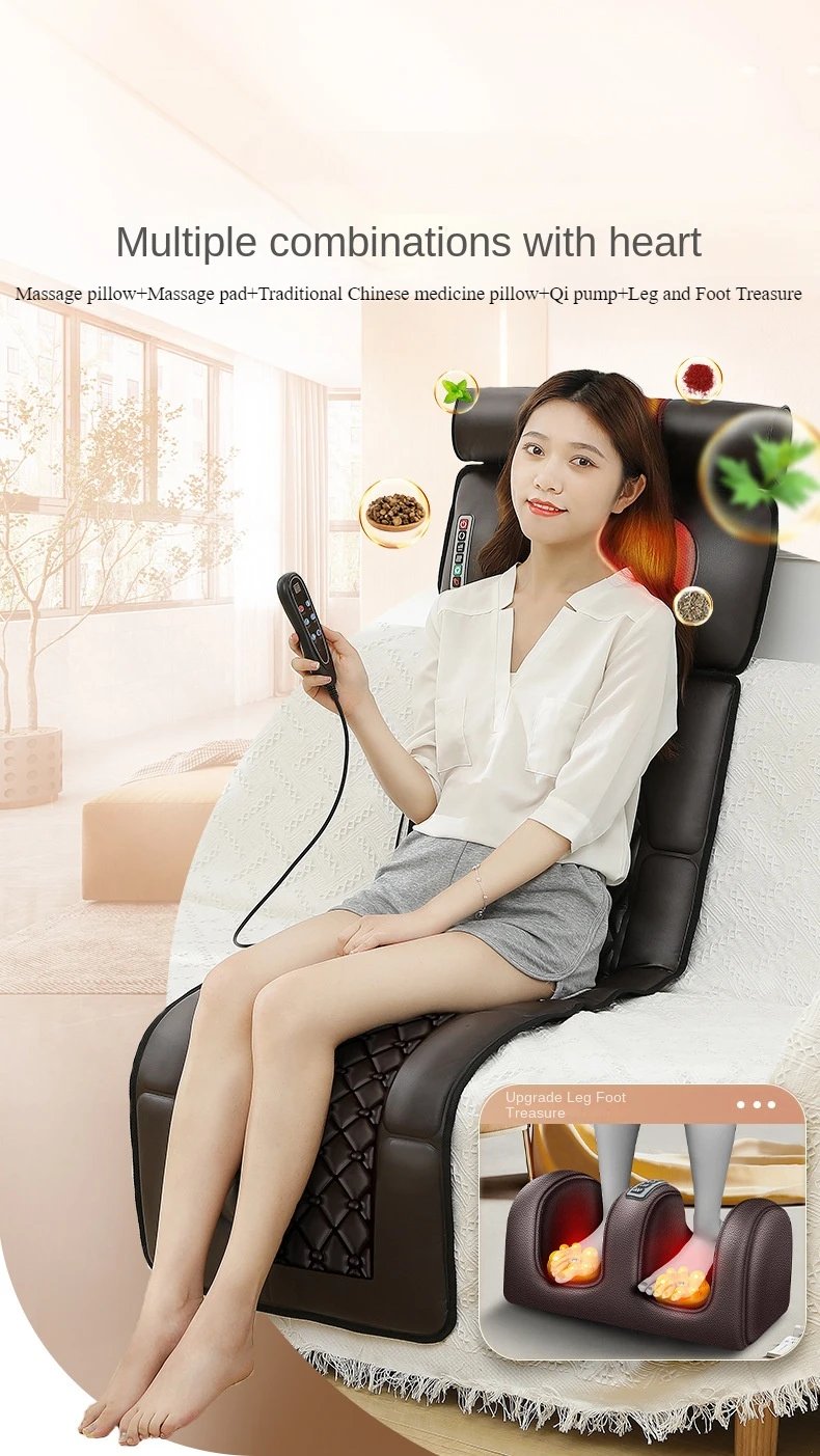 5 in 1 Home Car Electric Body Care Airbag Vibration Stretching Pressure Massage Mat Blood Circulation Heating Massage Cushion