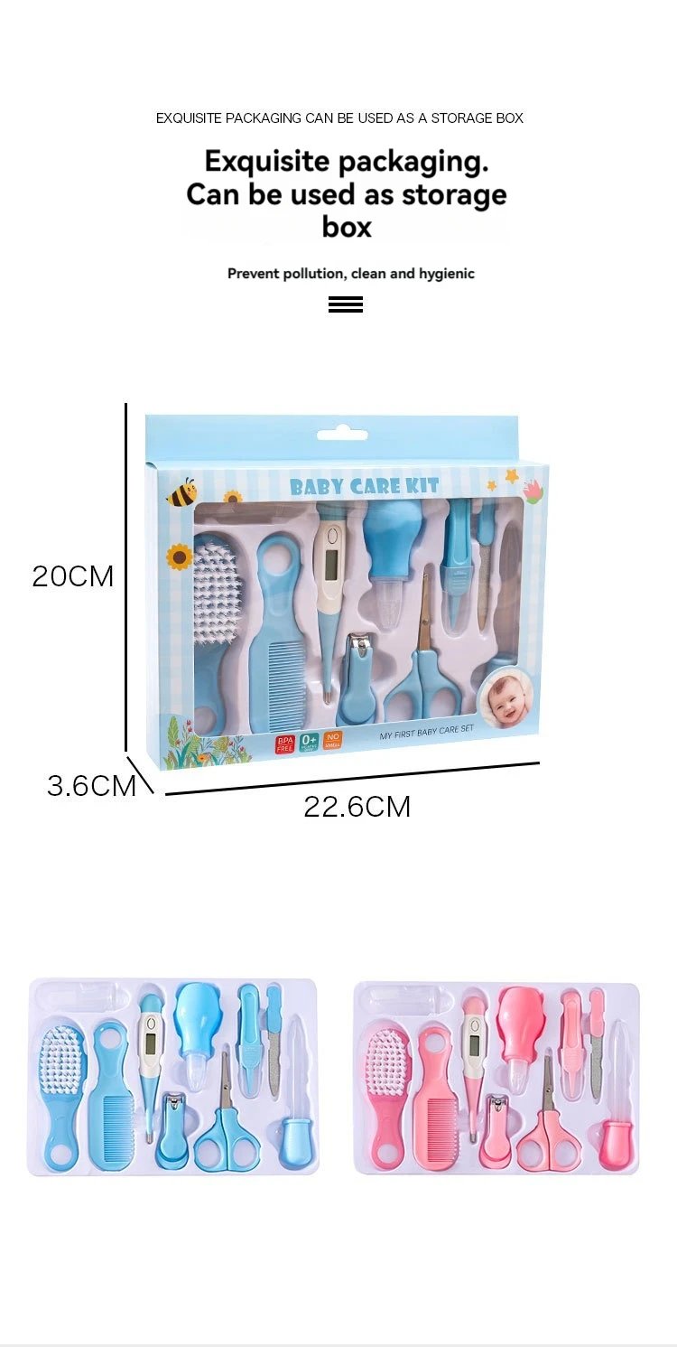 Kids Gift 10Pcs/set Newborn Baby Care Kit Thermometer Kid Toiletries Baby Kids Nail Hair Health Care Grooming Brush Kit