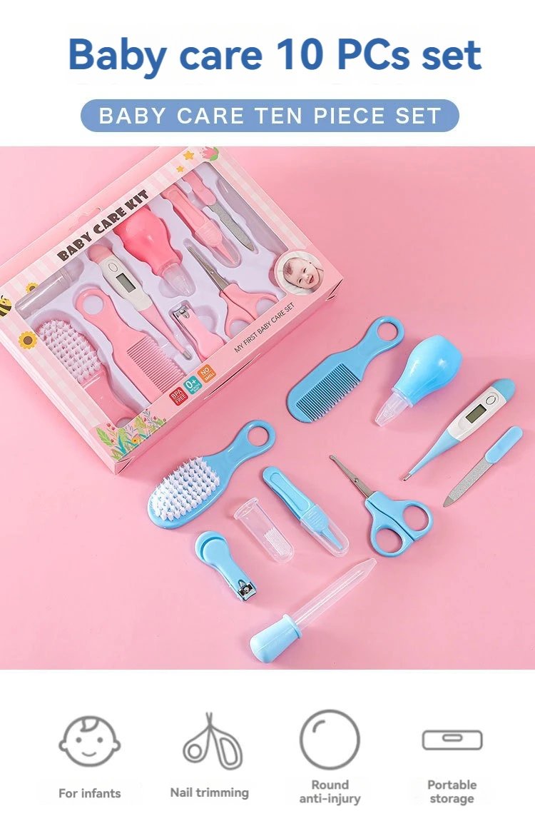 Kids Gift 10Pcs/set Newborn Baby Care Kit Thermometer Kid Toiletries Baby Kids Nail Hair Health Care Grooming Brush Kit