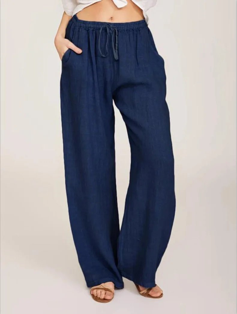 Summer and Autumn New Casual Women's Wear in Europe, America, and Europe Large Loose Cotton Hemp Casual Pants