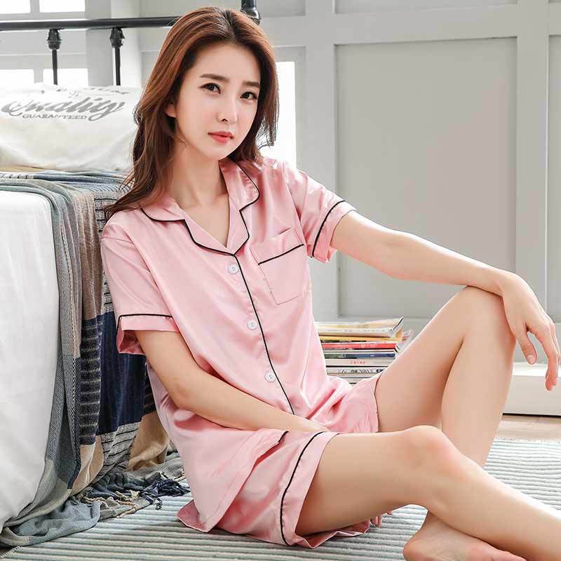 Women's Silk Solid Color Pajama Set