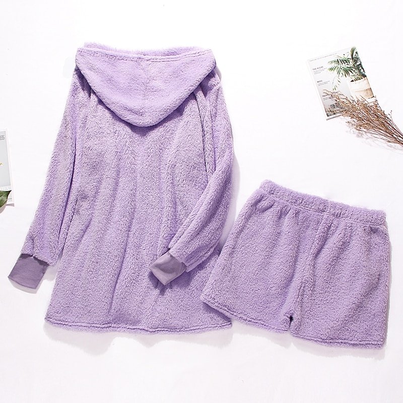 Winter Warm Flannel Pajamas Set for Women