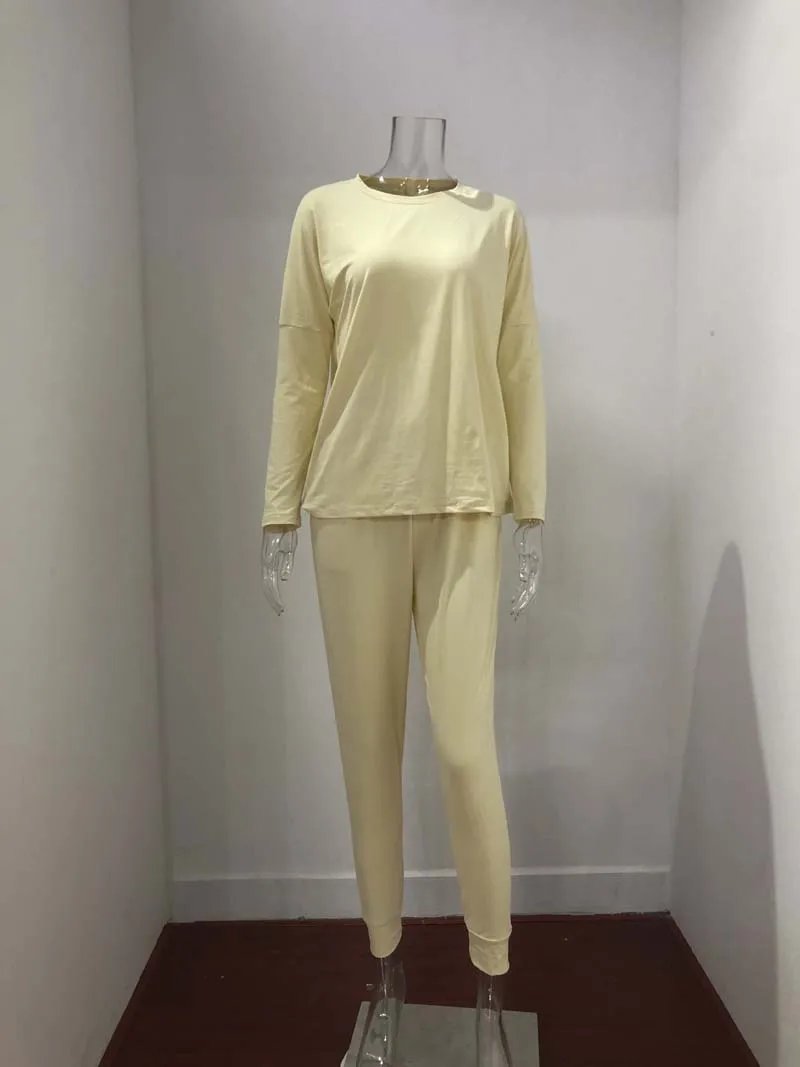 Cotton and Polyester O-Neck Pajamas Set