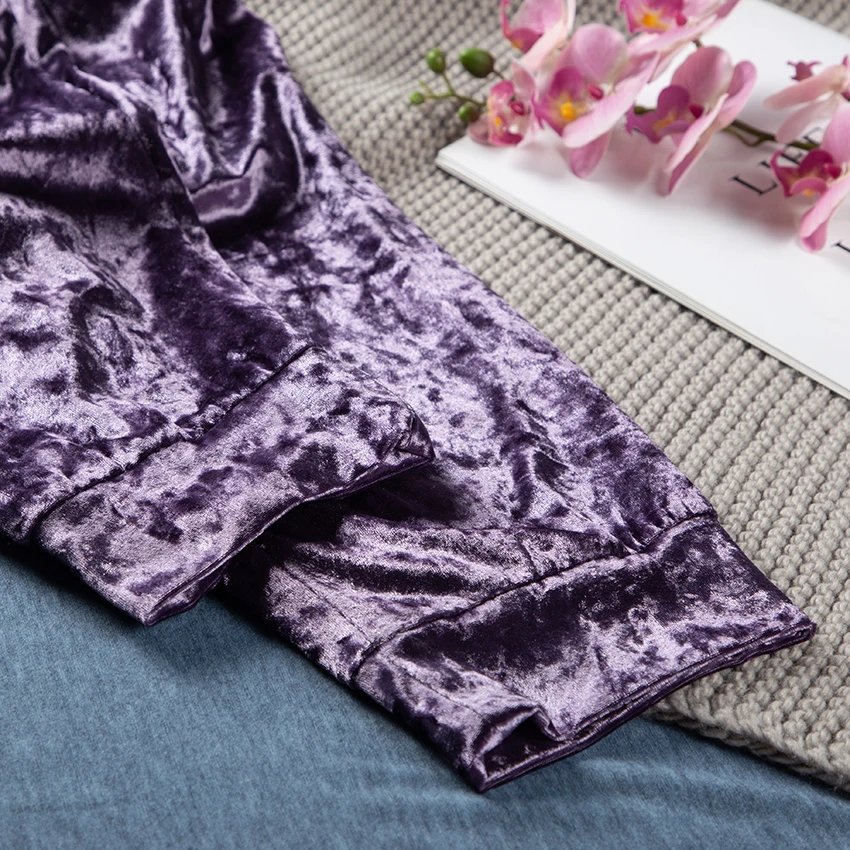 Purple Velvet Pyjamas Sleeveless Sleepwear