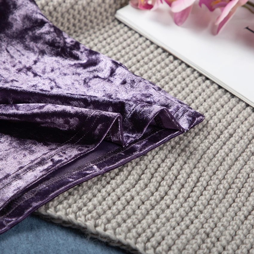 Purple Velvet Pyjamas Sleeveless Sleepwear