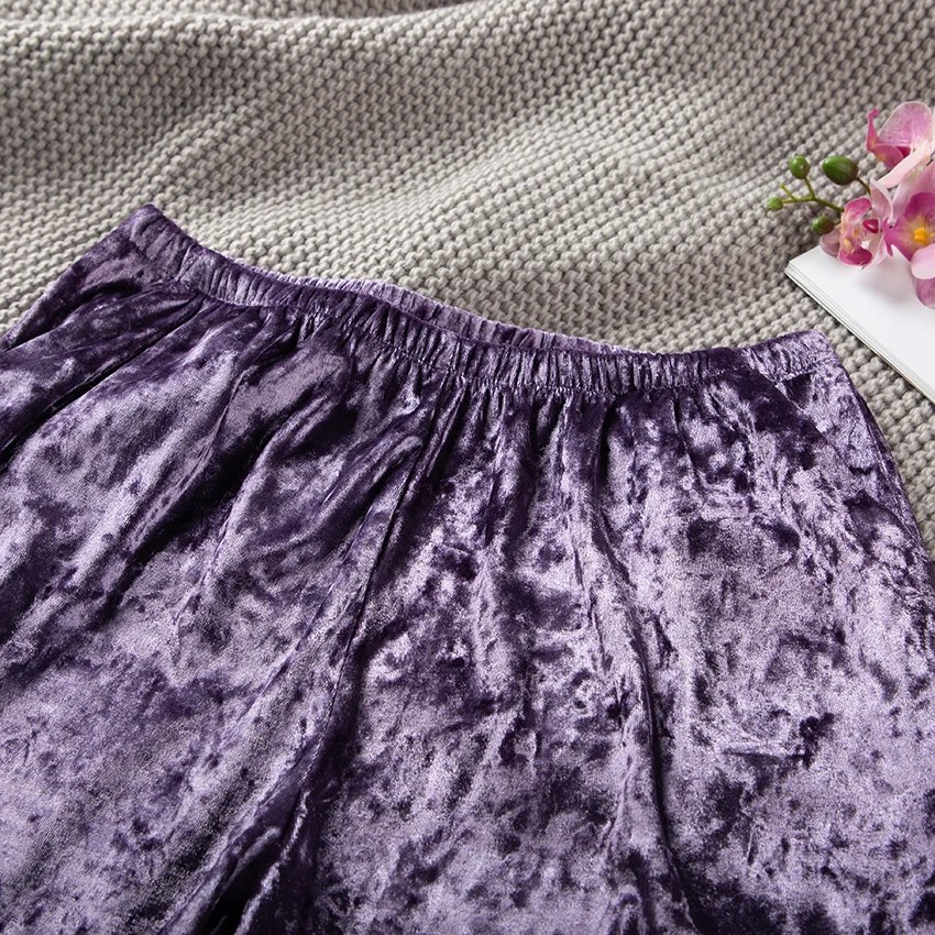 Purple Velvet Pyjamas Sleeveless Sleepwear