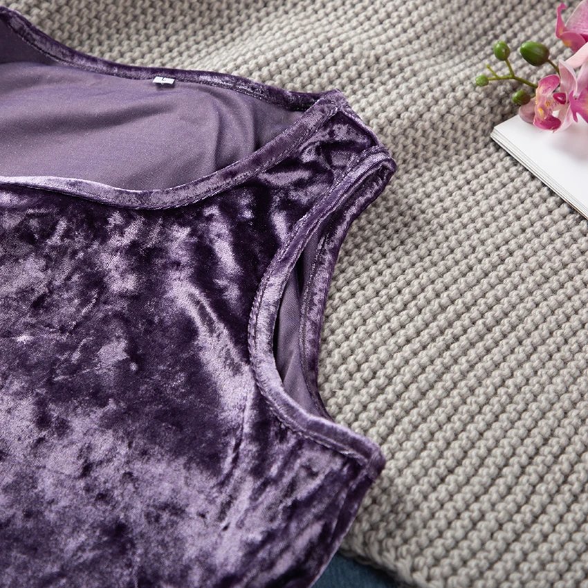 Purple Velvet Pyjamas Sleeveless Sleepwear